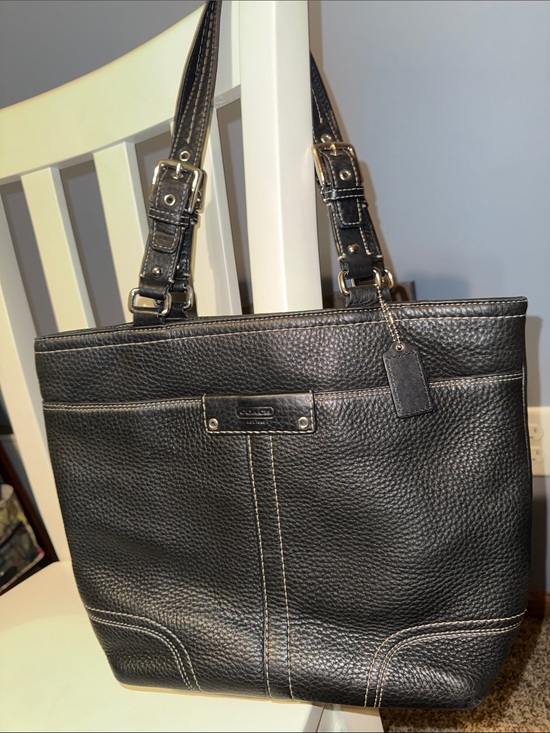Coach Handbags - Coach Hamilton Black Pebbled Leather Shoulder Tote Bag